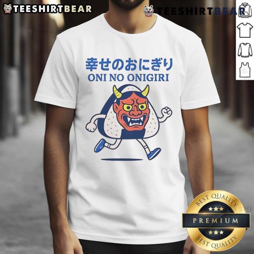 Official Sushi Monster Oni No Onigiri T-Shirt featuring a vibrant Oni design, perfect for sushi lovers and anime fans.