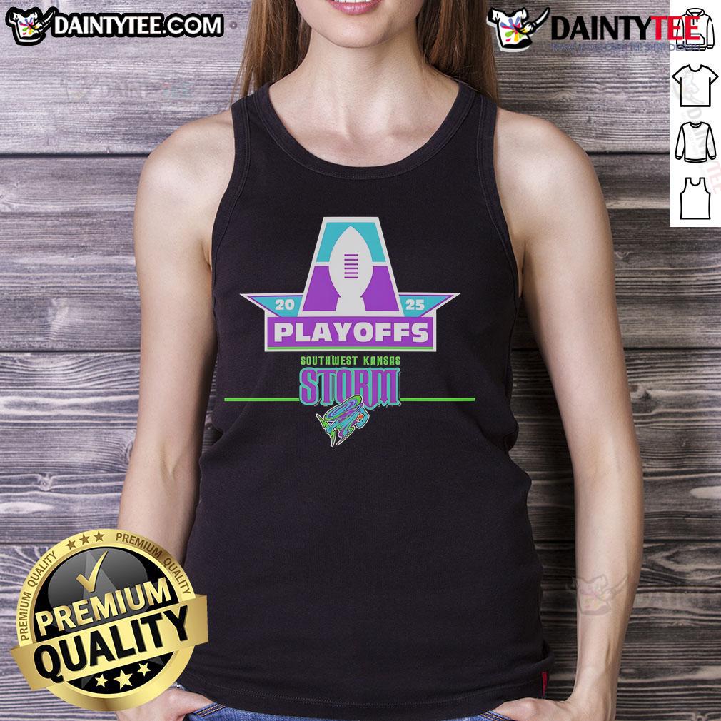 Official Sw Kansas Storm Playoffs 2025 Tank Top Official SW Kansas Storm Playoffs 2025 tank top featuring team colors and logo, perfect for fans supporting the playoffs.