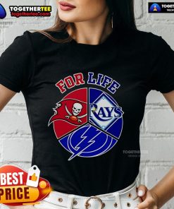 Official Tampa Bay Rays Buccaneers and Lightning for Life ladies tee featuring team logos and vibrant design.