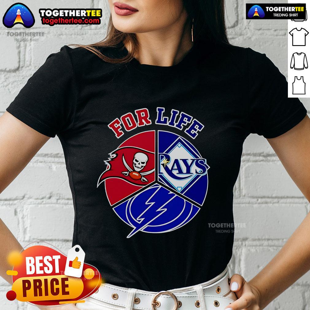 Official Tampa Bay Rays Buccaneers And Lightning For Life Ladies Tee Official Tampa Bay Rays Buccaneers and Lightning for Life ladies tee featuring team logos and vibrant design.