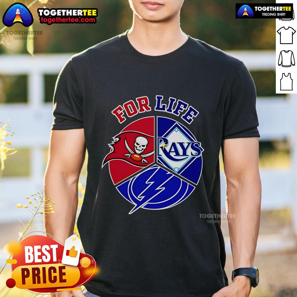 Official Tampa Bay Rays Buccaneers And Lightning For Life T Shirt Official Tampa Bay Rays Buccaneers and Lightning For Life T-Shirt featuring team logos and vibrant colors for fans.