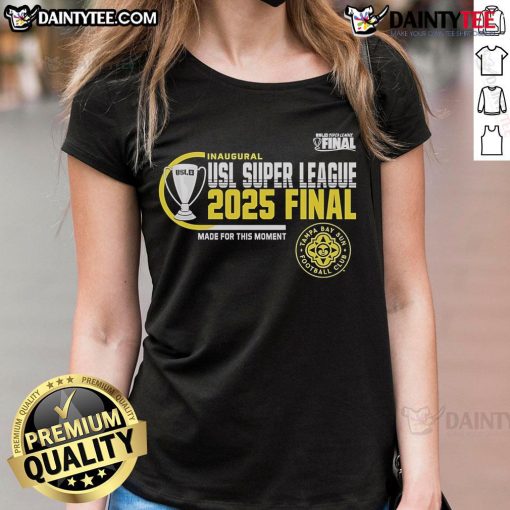 Official Tampa Bay Sun FC 2025 USL Super League Final ladies tee featuring team logo and stylish design for fans.