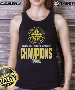 Official Tampa Bay Sun FC USL Super League 2025 Champions Logo on a stylish tank top for fans and supporters.