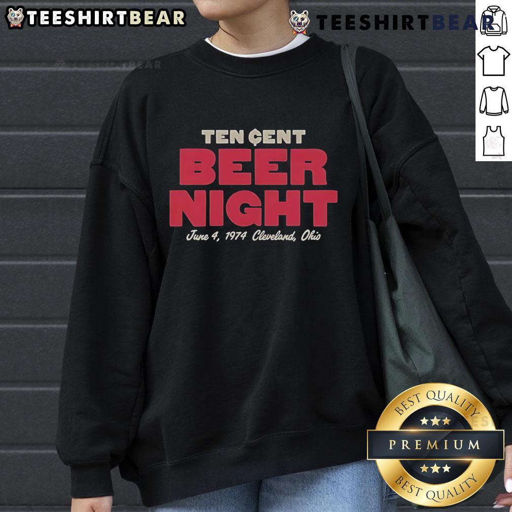 Official Ten Cent Beer Night June 4 1974 Cleveland Ohio Sweatshirt Vintage Official Ten Cent Beer Night sweatshirt from June 4, 1974, Cleveland, Ohio, celebrating a historic baseball event.