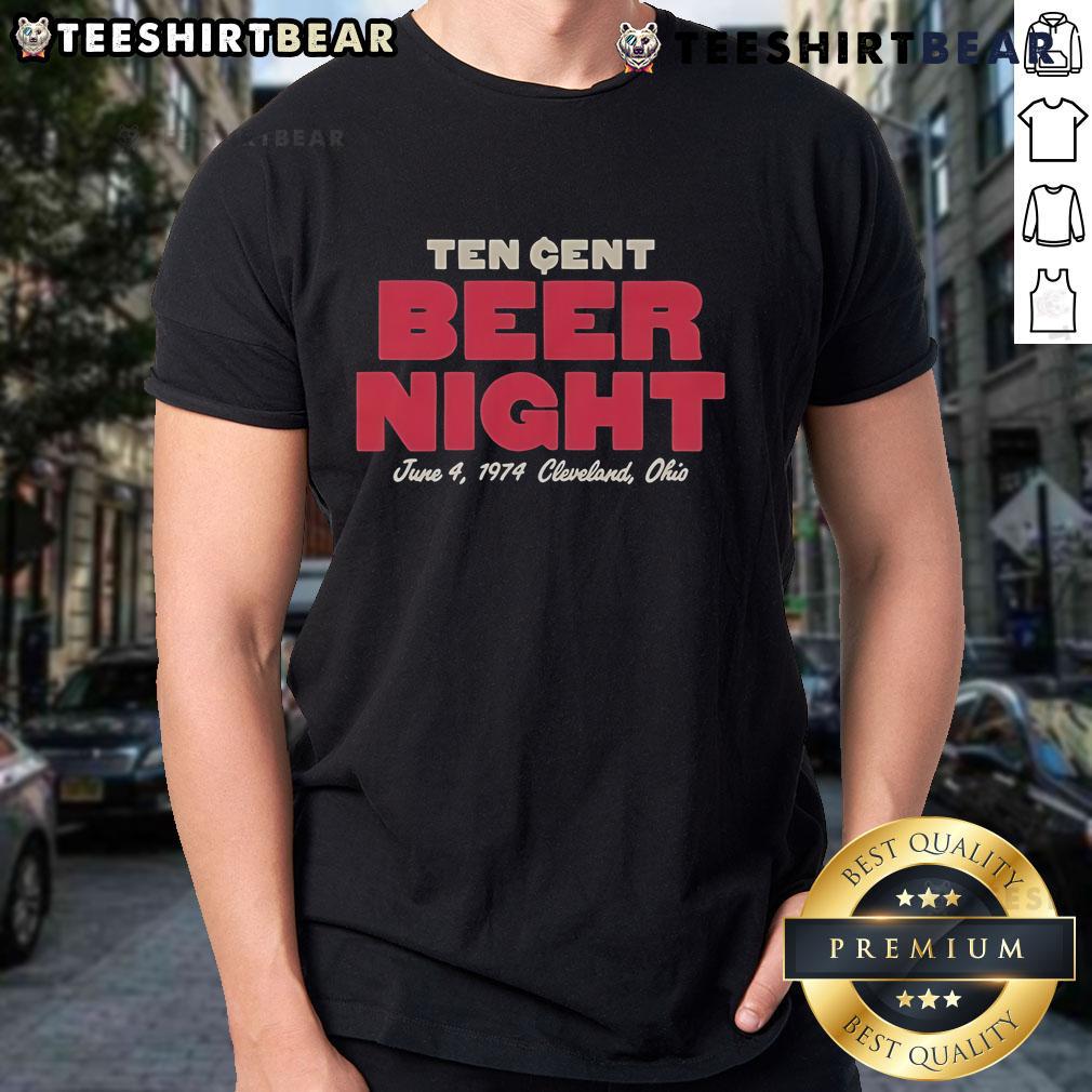 Official Ten Cent Beer Night June 4 1974 Cleveland Ohio T Shirt Alt Text: Vintage Official Ten Cent Beer Night T-Shirt from June 4, 1974, Cleveland, Ohio, featuring classic event graphics.