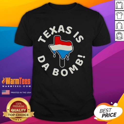 Official Texas Is Da Bomb Ice T-Shirt featuring bold graphics and vibrant colors celebrating Texas pride.