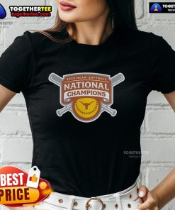 Official Texas Longhorns 2025 NCAA Softball College World Series Champions ladies tee showcasing team pride and style.