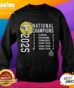 Official Texas Longhorns 2025 NCAA Softball Women's College World Series Champions Schedule Sweatshirt in orange.
