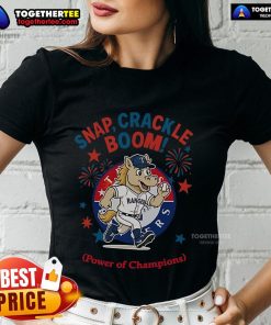 Alt Text: Official Texas Rangers Snap Crackle Boom Power of Champions Independence Day Ladies Tee in vibrant colors.
