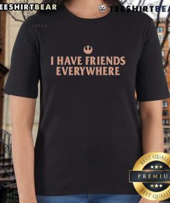 Official Late Show with Stephen Colbert Ladies Tee featuring 'I Have Friends Everywhere' graphic design.