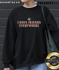 Alt Text: Official The Late Show with Stephen Colbert I Have Friends Everywhere Sweatshirt in navy blue, featuring vibrant logo.