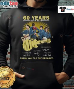 Official The Monkees 60 Years hoodie, 1965-2025, celebrating the band's legacy with 'Thank You For The Memories' design.
