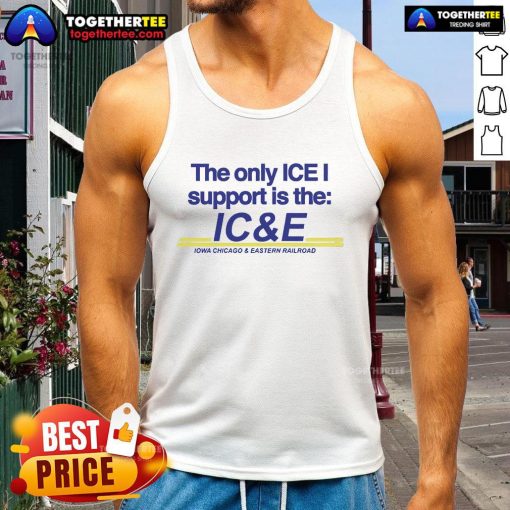 Official ICE Iowa Chicago and Eastern Railroad tank top showcasing unique design, perfect for fans and railroad enthusiasts.