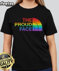 Official The Proud Face Pride LGBT Ladies Tee featuring vibrant colors and a bold design celebrating LGBTQ+ pride.