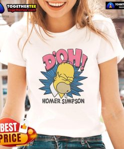 Official The Simpsons Homer Simpson Doh Ladies Tee featuring a vibrant design of Homer Simpson with his iconic catchphrase.