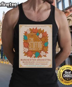 Official The Stuffing XV November 21, 2025 poster on tank top, showcasing event details in Atlanta, GA.