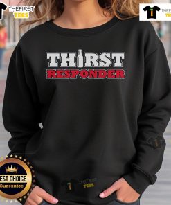 Official Thirst Responder Sweatshirt in navy blue, featuring a bold logo and cozy design for comfort and style.