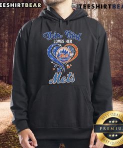Girl proudly wearing her New York Mets hoodie, showcasing her love for the team in a vibrant outdoor setting.