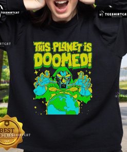 Official Doctor Doom sweatshirt featuring 'This Planet Is Doomed' design, perfect for Marvel fans and stylish comfort.