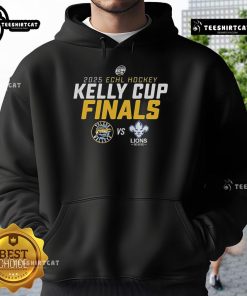 Official Toledo Walleye vs Trois-Rivieres Lions 2025 Kelly Cup Finals hoodie featuring team logos and vibrant colors.