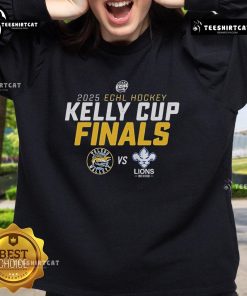 Alt Text: Official Toledo Walleye vs Trois Rivieres Lions 2025 Kelly Cup Finals sweatshirt featuring team logos and championship graphics.