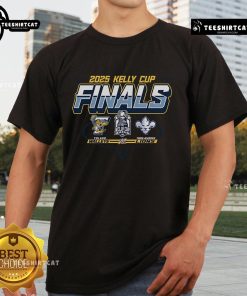 Official Toledo Walleye vs Trois-Rivieres Lions 2025 Kelly Cup Finals T-Shirt featuring team logos and championship design.