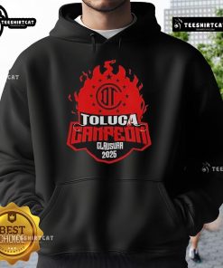 Official Toluca Campeon Clausura 2025 hoodie featuring team colors and logo, perfect for fans celebrating the victory.