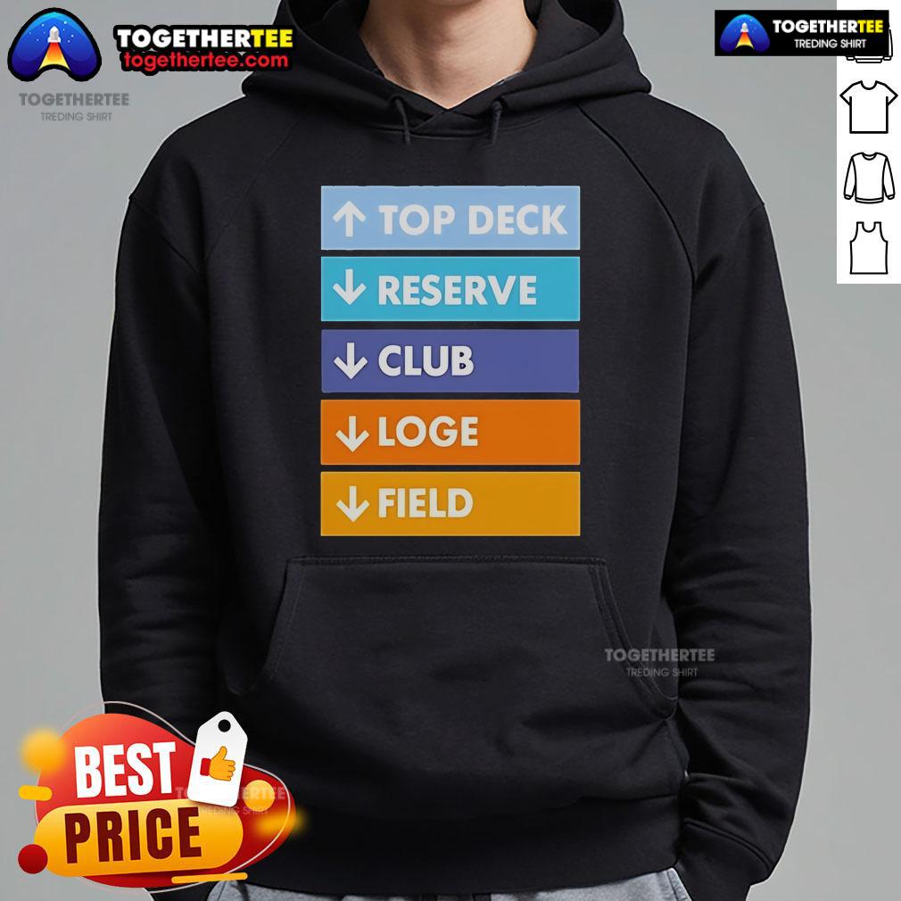 Official Top Deck Reserver Club Loge Field Hoodie Alt Text: Official Top Deck Reserver Club Logo Hoodie featuring a stylish design perfect for fans and collectors.
