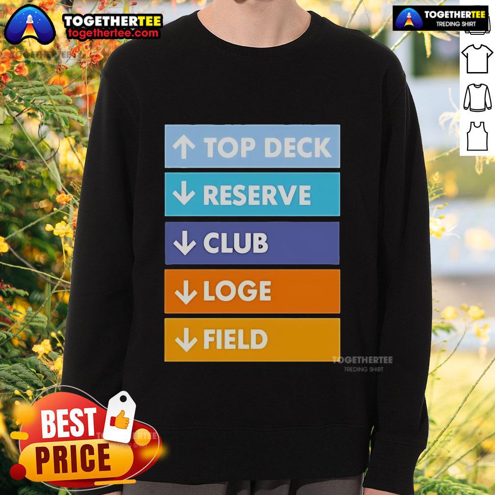 Official Top Deck Reserver Club Loge Field Sweatshirt Official Top Deck Reserver Club Loge Field Sweatshirt in navy blue, featuring logo and stylish design for fans.