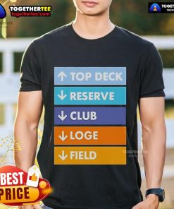 Alt Text: Official Top Deck Reserver Club Loge Field T-Shirt featuring a sleek design and vibrant club logo. Ideal for fans!