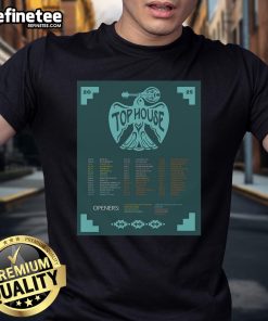 Official Top House Tour 2025 Poster T-Shirt featuring vibrant graphics and tour details for fans and collectors.