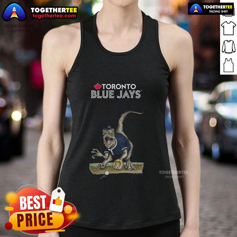 Official Toronto Blue Jays Tiny Turnip Velociraptor Tank Top Official Toronto Blue Jays Tiny Turnip Velociraptor Tank Top featuring a fun dinosaur design for baseball fans.