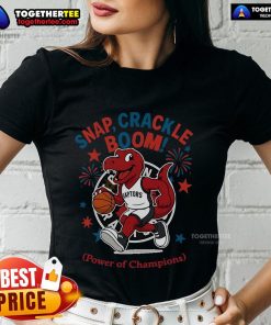 Official Toronto Raptors Snap Crackle Boom Independence Day Ladies Tee featuring vibrant team colors and champion design.
