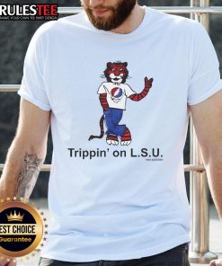 Alt Text: Official Trippin' On L.S.U T-Shirt featuring bold graphics and vibrant colors, perfect for LSU fans and casual wear.