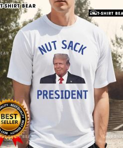 Official Trump Nut Sack President T-Shirt featuring bold graphics and a humorous design for political apparel enthusiasts.