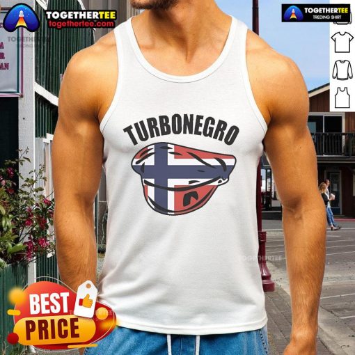 Official Turbonegro Norwegian band UK tank top featuring bold logo design, perfect for fans and casual wear.