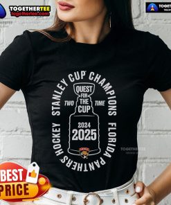 Official Florida Panthers Ladies Tee celebrating the 2024-2025 Two-Time Stanley Cup Champions victory.