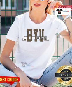 Official BYU Ribbon Ladies Tee in vibrant tie-dye design, perfect for fans showcasing school spirit and style.