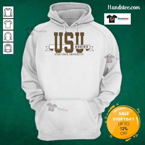 Official Tysdyes Utah State University hoodie with vibrant tie-dye design and USU ribbon logo.