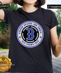 Alt Text: Official United States Air Force Fly Fight Win Boston Red Sox ladies tee featuring team logo and stylish design.
