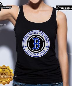 Alt Text: Official United States Air Force Fly Fight Win Boston Red Sox tank top featuring bold graphics and sporty design.