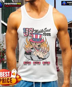 Official US Middle East Tour tank top featuring bold graphics and a comfortable fit, perfect for travel enthusiasts.