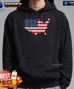 Patriotic hoodie featuring an official USA American flag map design, perfect for showcasing your love for the USA.