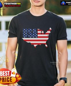 Official USA American flag map graphic on a patriotic t-shirt, perfect for celebrating national pride and events.