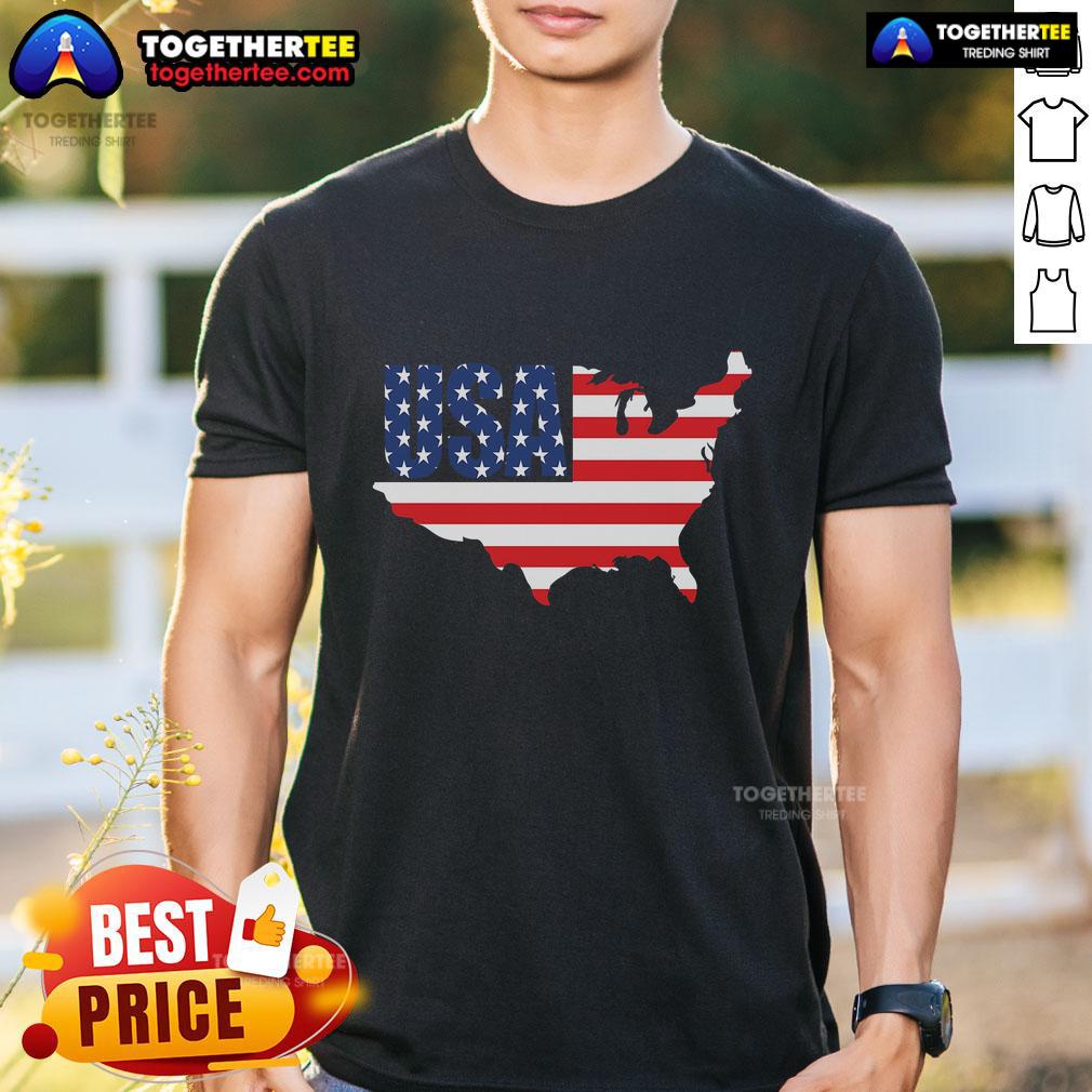 Official Usa American Us Flag Map Patriotic T Shirt Official USA American flag map graphic on a patriotic t-shirt, perfect for celebrating national pride and events.