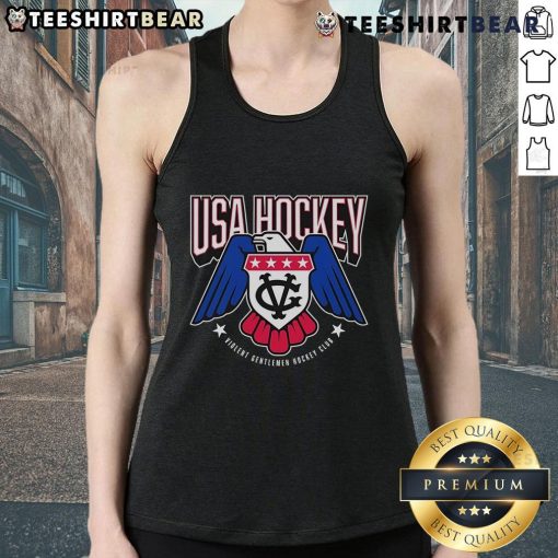 Official USA Hockey Violent Gentlemen Hockey Club tank top featuring a bold logo and stylish design for hockey fans.