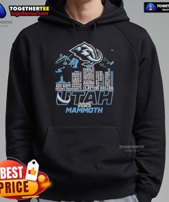 Official Utah Mammoth 2025 Skyline Logo Hoodie featuring a bold design and vibrant colors, perfect for fans.