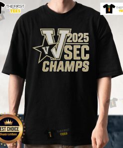 Official Vanderbilt Baseball 2025 SEC Champions T-Shirt featuring team logo and championship graphics in team colors.