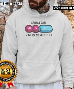 Official Vanilbean Pro Rage Quitter Esc Hoodie in black, featuring bold graphics and a comfortable fit for gamers.