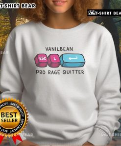 Alt Text: Official Vanilbean Pro Rage Quitter Esc Sweatshirt in black with bold graphic design for gamers and enthusiasts.